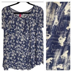 Pure Energy Horse Blouse Flutter Sleeved Top